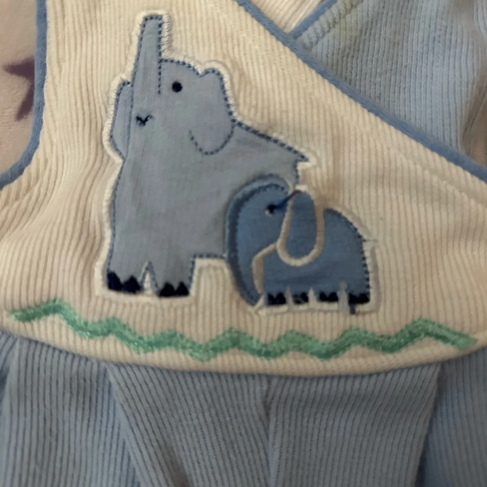 Vintage Carter's Light‎ Blue Elephant Overalls Baby size 6 months